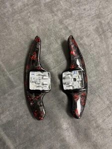 2016-24 Camaro Forge Carbon Fiber Red Flake Paddle Shifters C7 Corvette 2014-19 - Picture 1 of 5