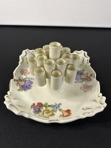 German Cigarette Stand Tier Floral Ashtray Floral frog vintage Porcelain Germany - Bild 1 von 18