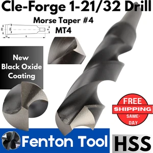 Cle-Forge 1-21/32 MORSE TAPER HSS MT4 New Black Oxide MT 4 1.653 USA High Speed - Picture 1 of 12