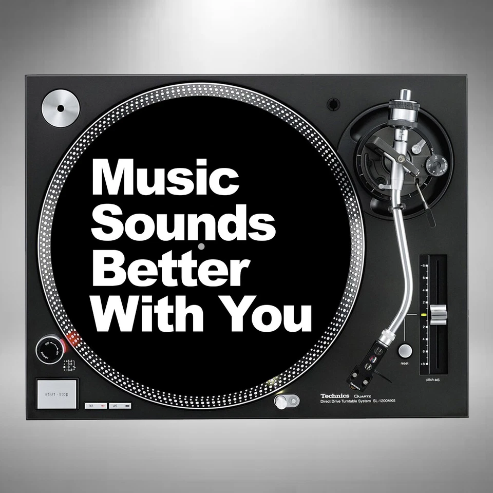 Music Sounds Better With You 12" DJ Slipmats Turntable Stu Allan Pair or Single - Image 1 of 1