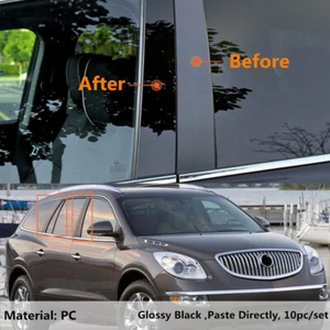 Decal Cover Fit For Buick Enclave 2008-17 Pillar Post 10pc Door Trim Gloss Black - Imagen 1 de 8