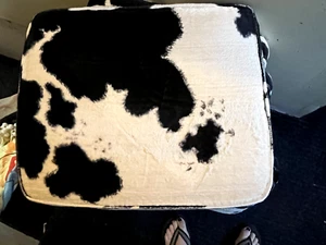vintage 50s cow print chair seat cushion piping western ranchwear mcm - Picture 1 of 14