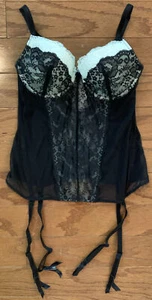 NEW Victoria's Secret 34B Lace Corset Garter NWT Flower Black Bustier Lingerie - Picture 1 of 4
