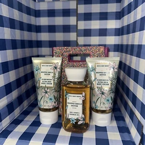 Bath & Body Work Travel Whipped Vanilla Chiffon W/Bag  2 Body Cream 1 Shower Gel - Picture 1 of 1