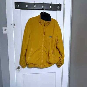 EDDIE BAUER Vtg Made In US Yellow Navy Fleece Lined Windfoil Jacket Mens XL Tall - Picture 1 of 11