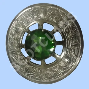 Broche escocés escocés a cuadros piedra verde 2" - Imagen 1 de 3