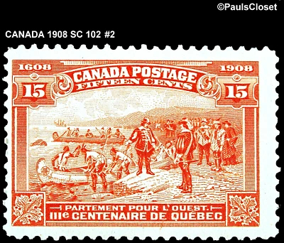 CANADA 1908 SC 102 CHAMPLAIN'S DEPARTURE FOR THE WEST  15¢ MNH F/VF #2 - Image 1 of 2