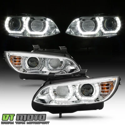2007-2010 BMW E92 E93 328i Coupe HID w/AFS LED 3D Halo DRL Headlights Headlamps - Image 1 of 4