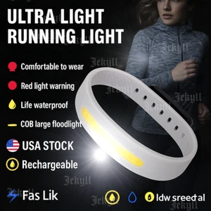Pulsera Brazalete Banda Luminosa LED para correr de noche seguridad recargable - Picture 1 of 8