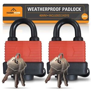 Heavy Duty Weatherproof Padlock 40mm Outdoor Security Iron Lock Shed Safety 3Key