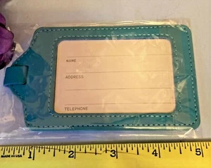 PU Leather Luggage Name ID Label Travel Suitcase Security Tag Blue NEW - Picture 1 of 3