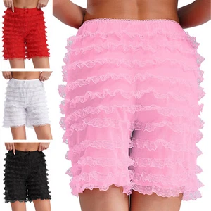 Women's Lace Layered Ruffled Short Pettipants Safety Pumpkin Pants Bloomers - Picture 1 of 52
