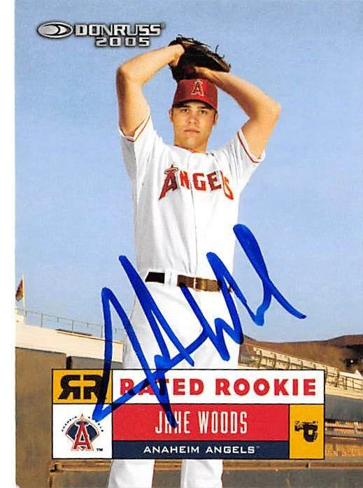 Jake Woods autographed baseball card (Angels) 2002 Donruss #58 Rated Rookie - Image 1 of 1