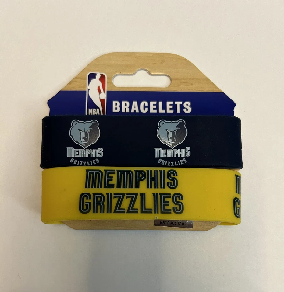 Juego De 2 Pulseras Anchas Memphis Grizzlies NBA Goma Silicona Foto 1 de 4