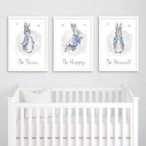 Peter Rabbit Quote Grey Nursery Wall Art Prints Childrens Bedroom Pictures Decor
