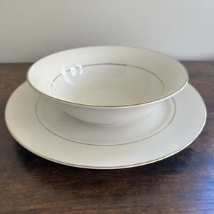 LINENS N THING 4er Set weiß Porzellan Goldrand Servierplatte & Schale selten - Bild 1 von 6