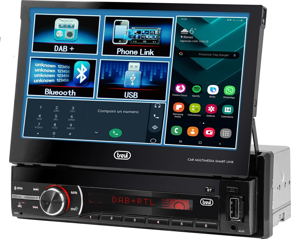 TREVI Autoradio DAB/DAB+/FM RDS display 7" touch Bluetooth 0638000 MDV 6380 DAB - Immagine 1 di 1