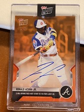 2021 Topps Now #78E Ronald Acuna Jr Braves Card Auto 2/5 Orange