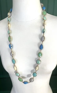 Talbots gold tone Chain Necklace w/Polished/Faceted color beads 34" Long P1 - Picture 1 of 8