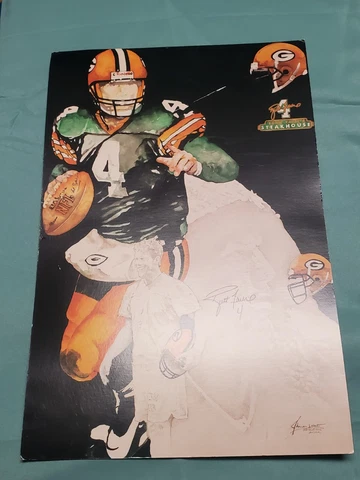 2002 Brett Favre 12x18 Steakhouse Menu Art Advertisement Green Bay Packers Rare Cover
