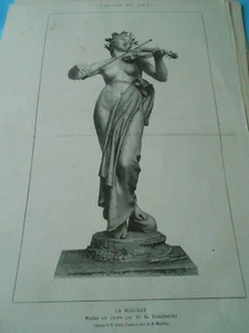 Gravure 1877 - La Musique Statue en platre de E. Delaplanche - Foto 1 di 1