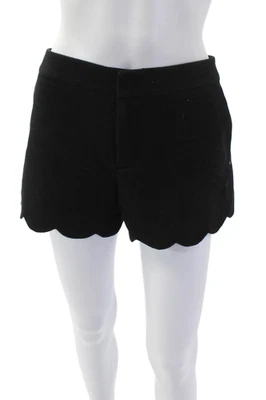 Pantalones cortos de vestir Club Monaco para mujer con cierre de gancho dobladillo de vieira frente plano negros talla 6 Foto 1 de 4