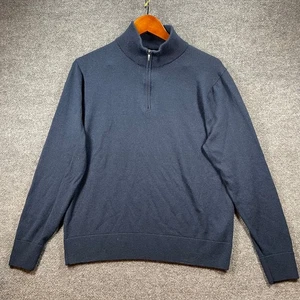 J. Crew 1/2 Zip Merino Wool Pullover Sweater Men's Large Blue Casual  - Picture 1 of 10