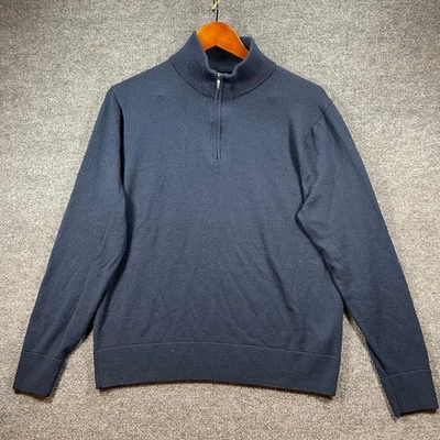 J. Crew 1/2 Zip Merino Wool Pullover Sweater Men's Large Blue Casual  - Image 1 of 4