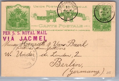 1900 Port Au Prince Republic of Haiti Royal Mail Postcard Cover Berlin Germany - Image 1 of 2