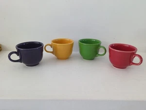 4 Fiesta Fiestaware Homer Laughlin Coffee Mug Cup Red Yellow Green Purple M43 - Picture 1 of 7