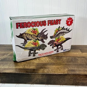 Funwares Ferocious Feast Dinosaur Taco Holders Set of 4 T-Rex Raptor Steggy New - Picture 1 of 5