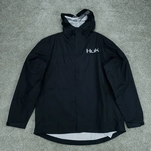 Huk Jacket Mens Large Black Performance Fishing Packable Windbreaker Rain Coat - Picture 1 of 15