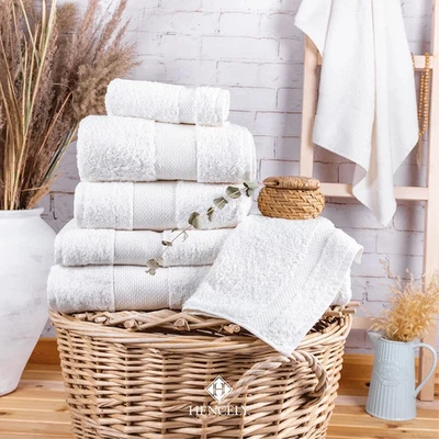 Juego de toallas de algodón turco Hencely - toallas de baño y mano de lujo de calidad para hotel y spa Foto 1 de 4