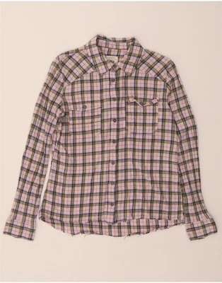 BILLABONG Womens Flannel Shirt UK 14 Medium Pink Check Cotton WO02 - Image 1 of 3