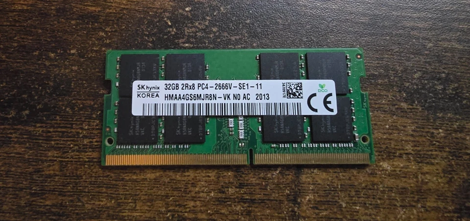 Hynix 32GB PC4-21300 DDR4-2666 Memory - HMAA4GS6MJR8N-VK - Image 1 of 1