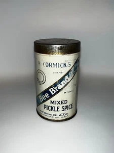 Vintage McCormick's Bee Brand Pickle Spice Tin With Spice Inside - Picture 1 of 2