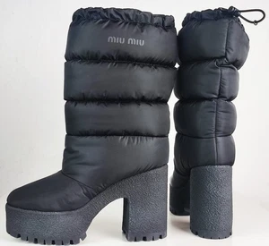 Botas de mujer MIU MIU by PRADA botas de nieve de diseño negras talla 38 NUEVAS - Imagen 1 de 14