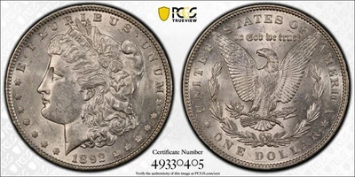 1892 $1 PCGS AU53 Morgan Silver Dollar - Image 1 of 4