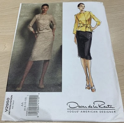Vogue Pattern V2950  Oscar De La Renta - Petite Jacket Belt Skirt Size 6 8 10 12 - Image 1 of 2