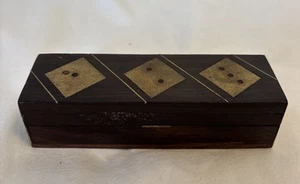 Wooden Brass Inlaid Dice Box - Picture 1 of 7