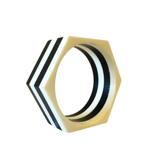 Striped Bangle Plastic Bracelet Contemporary Costume Jewelry - Picture 1 of 9