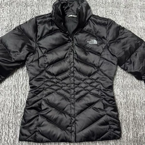 North Face Aconcagua Puffer Jacket Womens XS Black 550 Fill Goose Down Quilted - Picture 1 of 11