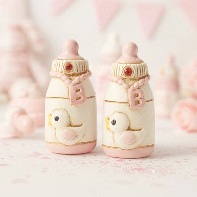 Dekofigur Babyflasche rosa 2er Set ca. 3,5 cm Polyresin Babyparty Taufdeko - Bild 1 von 4