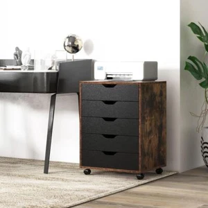 Wooden Storage Stationary Work Office Filing Cabinet Organiser Unit - 5 Drawers - Picture 1 of 9