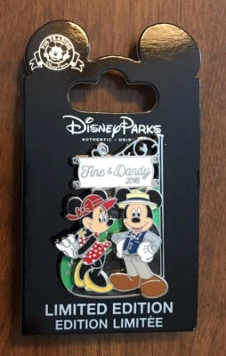 New Disney Fine & Dandy 2018 Mickey & Minnie Mouse Signposts Limited Edition Pin - Image 1 of 2
