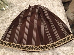 doll skirt silk satin stripe metallic ribbon brown stripe Vtg Antique Victorian - Picture 1 of 12