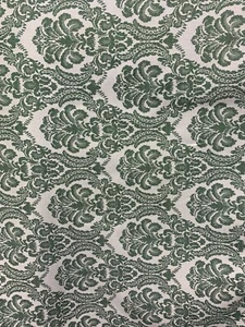 GREEN WHITE BEIGE Damask Brocade Upholstery Drapery Fabric (54 in.) Sold BTY - Picture 1 of 4