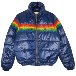 Aviator Nation 6 Streifen Luxe Apres gefütterte Jacke Damen Small glänzend dunkelblau - Bild 1 von 24
