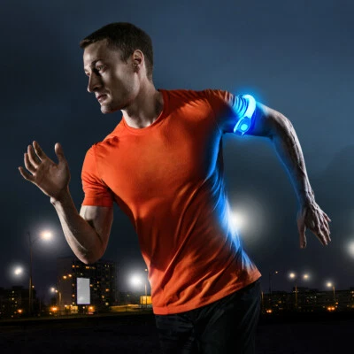 4 Blue LED Running Armbands Reflective Flashing Running Jogging High Visibility - Image 1 of 4