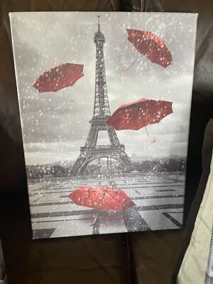 "Tres paraguas, París" Giclee impresión lienzo arte de pared 16"" X 12""" Foto 1 de 4